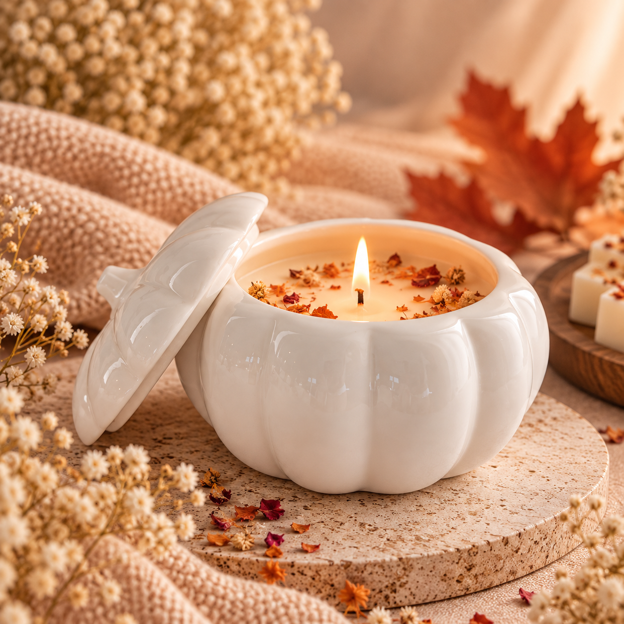 Recipiente forma de calabaza blanca