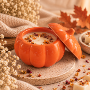 Recipiente forma de calabaza naranja